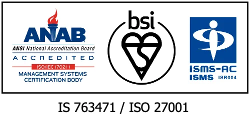ISMS認証 IS 763471 / ISO 27001 — ANAB, BSI, ISMS-AC